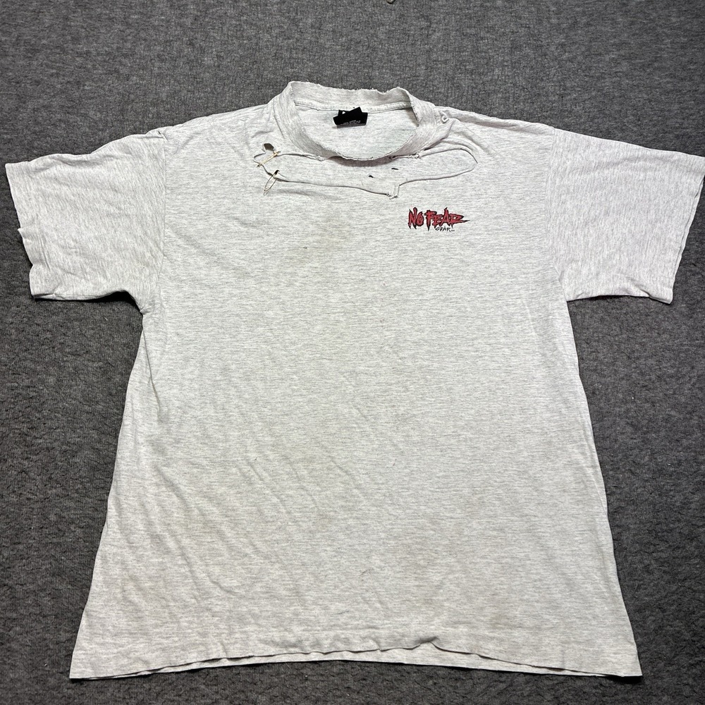 Vintage 90's No Fear Shirt Thrashed Distressed Size XL Classic Holes Grunge Punk